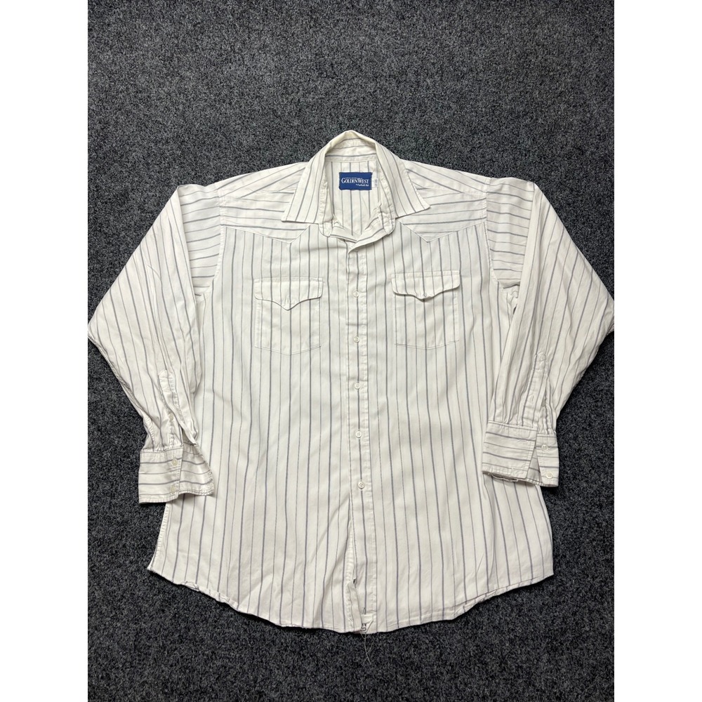 Vintage Golden West Panhandle Slim Mens Western Striped Button Down Shirt 17-36